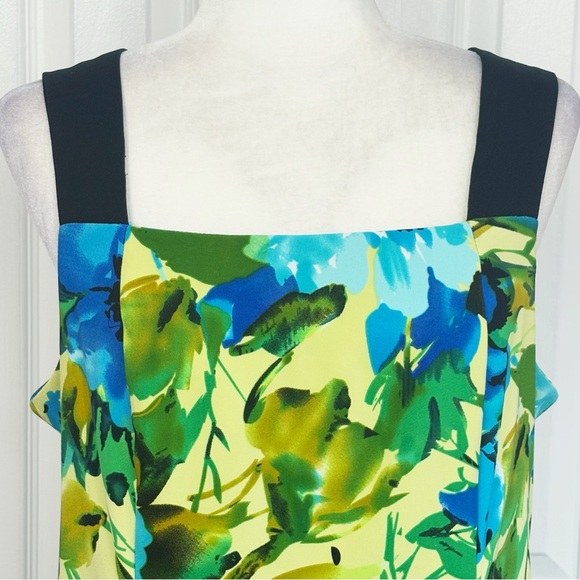 Perceptions Blue Floral Multi Sleeveless A-Line Dress w/ Pockets 14 - Picture 2 of 16